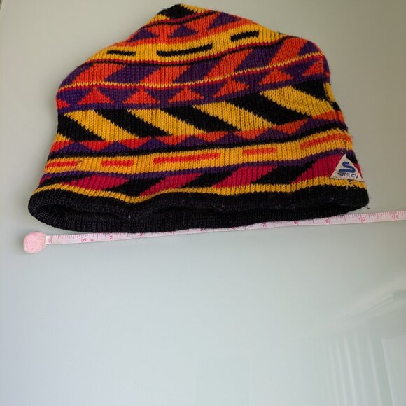 Smiley Wool Hat – Made in USA, Color Pattern Design, Used Good Condition - Picture 6 of 7